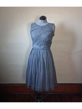 1950s Vintage Dress, Gray Day Dress Meg Marlowe Size M/L
